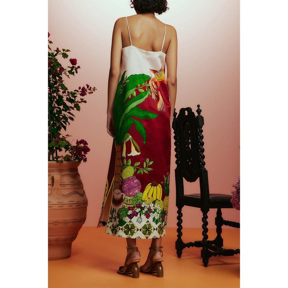 Alemais Multicolor Sun & Leopard Slip Dress (White, Green, Burgundy, Yellow) - Picture 4 of 9